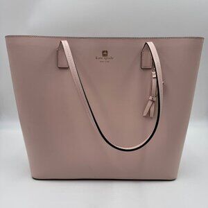 Kate Spade Large Tori Tote Soft Pink Leather Handbag With Dual Handles & Bow